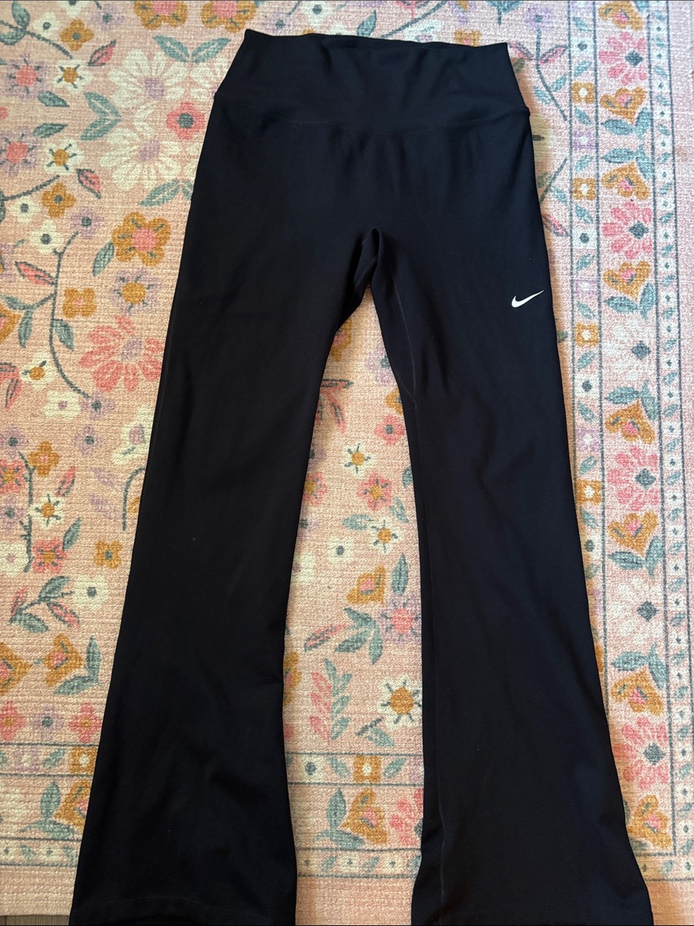 Nike one dri fit Black Boot-Cut high rise Pants with White Swoosh